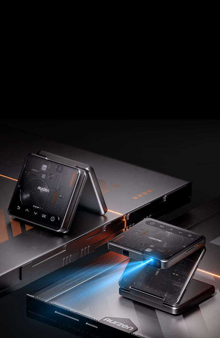 Aurzen ZIP Tri-Fold Portable Mini Projector